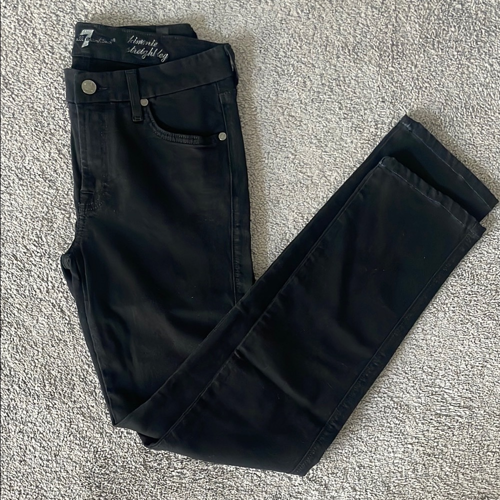 7 FOR ALL MANKIND Womens Black Stretch Kimmie Straight leg Jeans 29